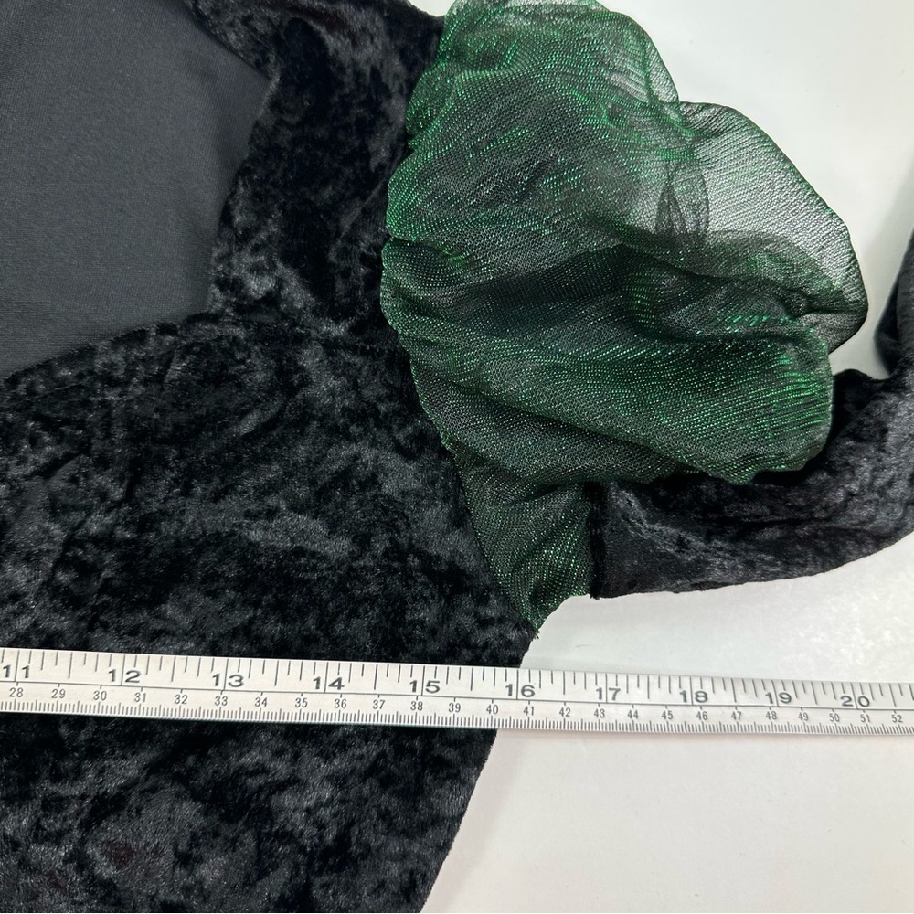 The Wizard Of Oz Long Black & Green Velvet Dress Halloween Costume Size Small - Picture 5 of 9